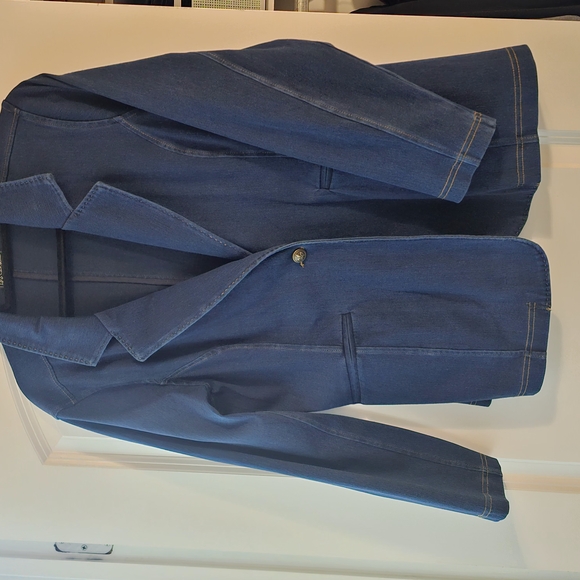 Diane Gilman Blue Denim Blazer -PXL - Picture 1 of 5